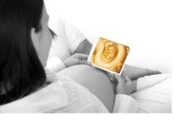 Happy pregnant woman expecting soon